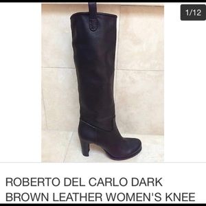 Roberto Del Carlo dark brown high leather boots